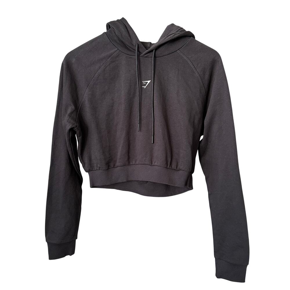 Gymshark Training Black Cropped Hoodie Sweater Size Medium Womens
